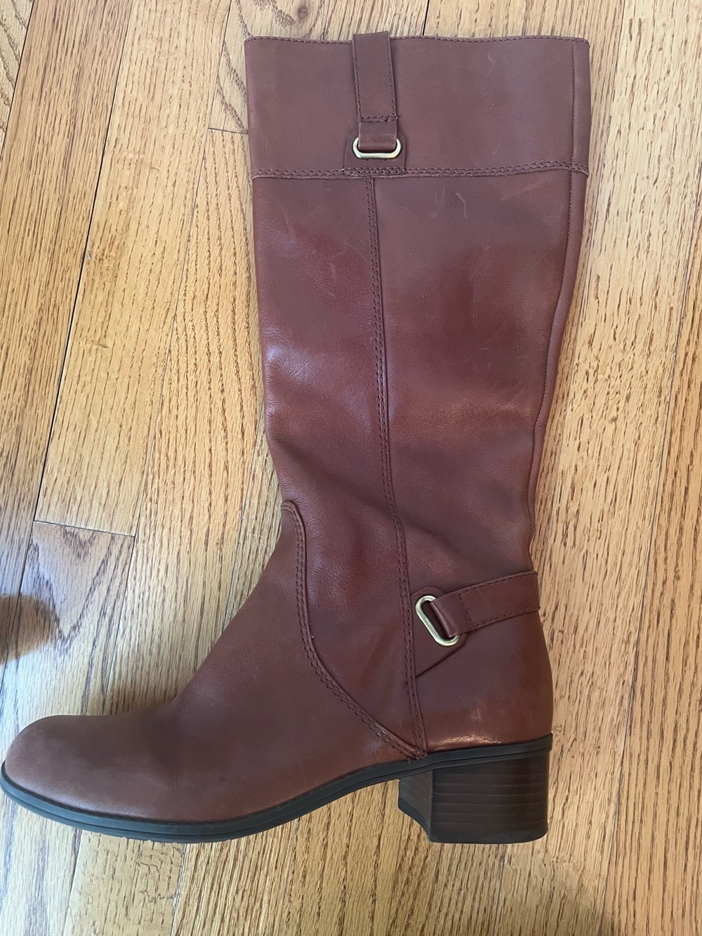 Bandolino Tall Brown Leather Heeled Riding Boots Size 9 Boho Western Festival